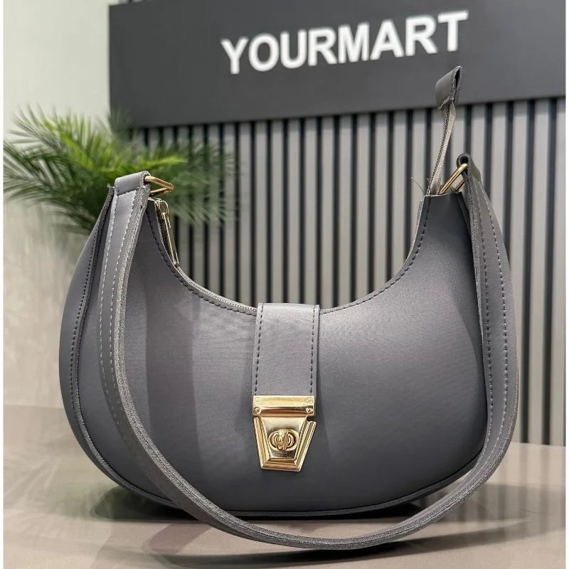 Dark gray crescent shoulder bag alternate product view