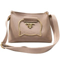 Beige cat handle handbag for women