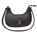 Dark gray crescent faux leather shoulder bag for women